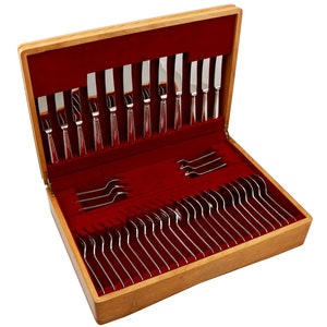 Vintage Sterling Silver Canteen of Cutlery for Six Persons