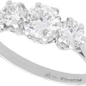1.51ct Diamant und 750 Weißgold Trilogy Ring - Antik und Vintage