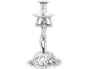 Sterling Silver 'Harlequin' Taperstick - Antique Victorian (1845)