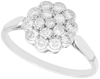 0.51 ct Diamond and Platinum Cluster Ring - Antique Circa 1920