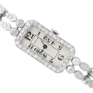 Antique Art Deco 5.44 Carat Diamond Cocktail Watch in Platinum Circa 1935