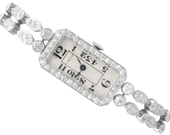 Antique Art Deco 5.44 Carat Diamond Cocktail Watch in Platinum Circa 1935