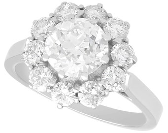 2.80ct Diamond and Platinum Cluster Ring - Antique and Vintage