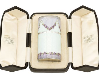 Sterling Silver, Enamel and Glass Scent Bottles - Antique George V (1912)