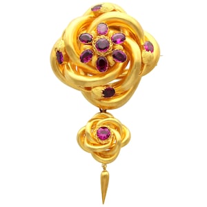 Antique 9.48ct Garnet and 21ct Yellow Gold Brooch/Pendant Circa 1880
