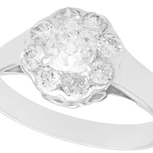 Antique 1.08ct Diamond and 18k White Gold Cluster Ring
