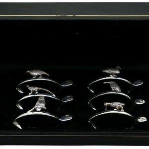 Vintage Serviettenringe aus Sterlingsilber mit Vogelmotiv (1992)