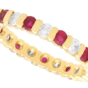 Vintage 0.51ct Ruby and 0.39ct Diamond 18ct Yellow Gold Eternity Ring Circa 1980