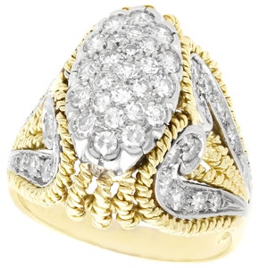 Pierścionek vintage z włoskiego diamentu o masie 1,12 ct i 18-karatowego żółtego złota