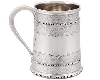Taza de bautizo de plata esterlina - Antigua victoriana (1881)