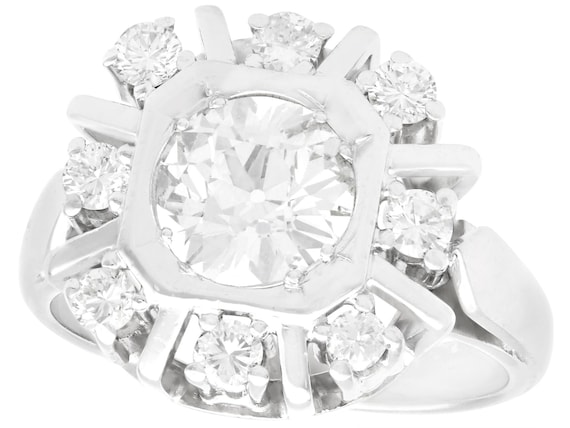 Antique and Vintage 2.33ct Diamond Dress Ring in 14k White Gold - Etsy Israel Antique and Vintage 2.33ct Diamond Dress Ring in 14k White Gold - Etsy Israel
