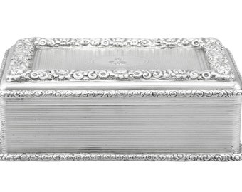 Caja de rapé de mesa de plata de ley - Antiguo George V