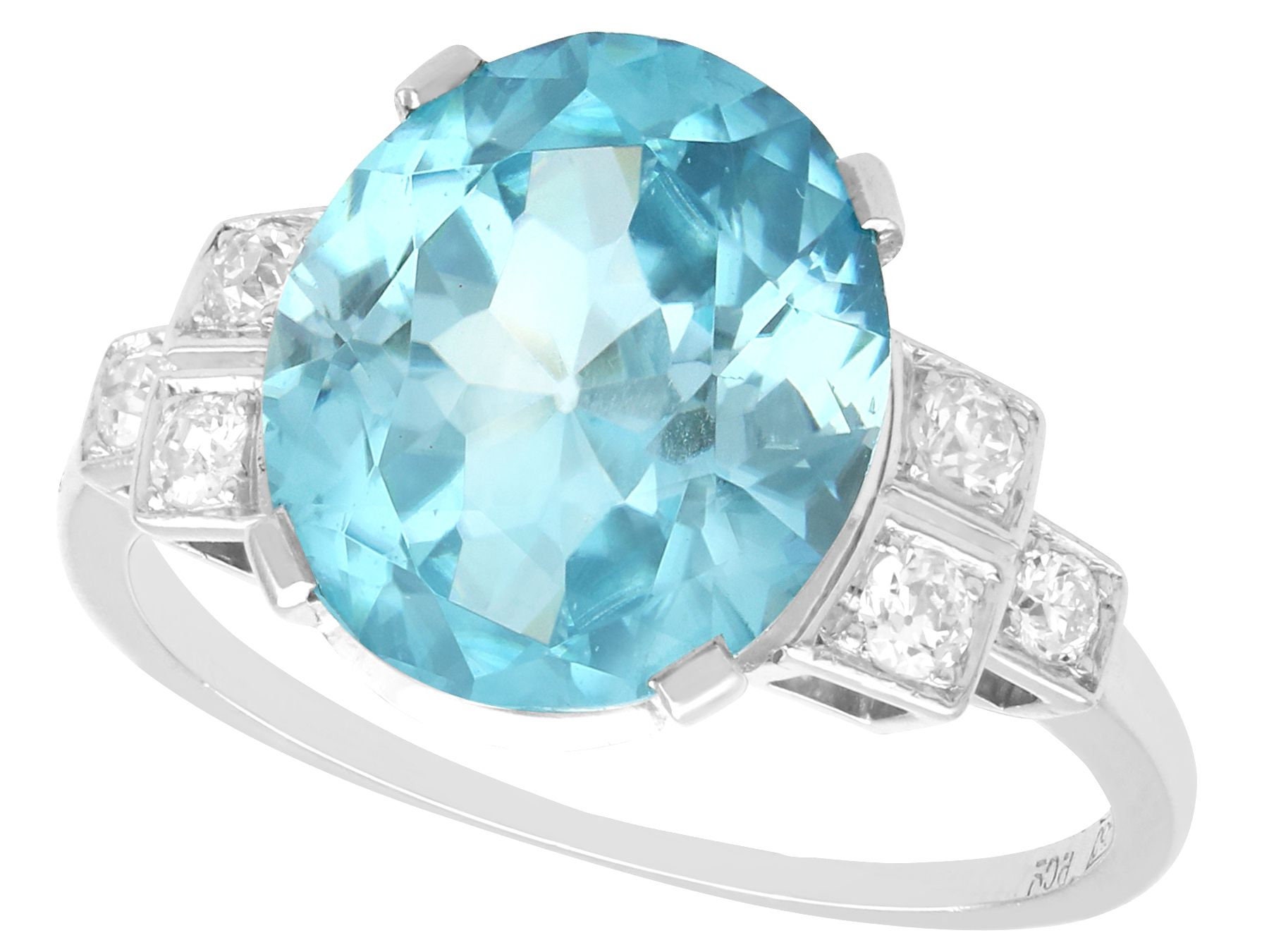 9.82 Ct High Zircon and 0.29 Ct Diamond, Platinum Dress Ring