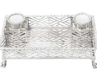 Sterling Silver Gallery Inkstand - Antique George V