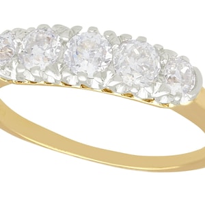 Antique 0.90ct Diamond and 18k Yellow Gold Dress Ring