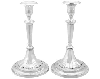 Portuguese Silver Candlesticks - Antique Circa 1800