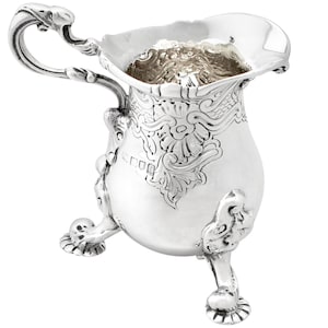 Sterling Silver Cream Jug - Rococo Style - Antique Edwardian