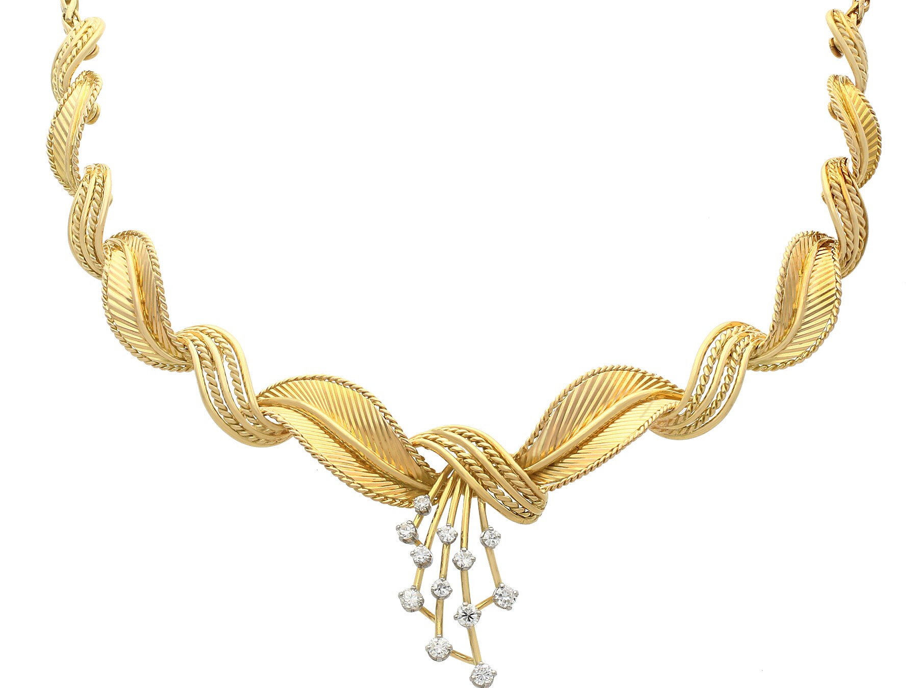 Vintage Belgian 0.54ct Diamond and 18K Yellow Gold Necklace