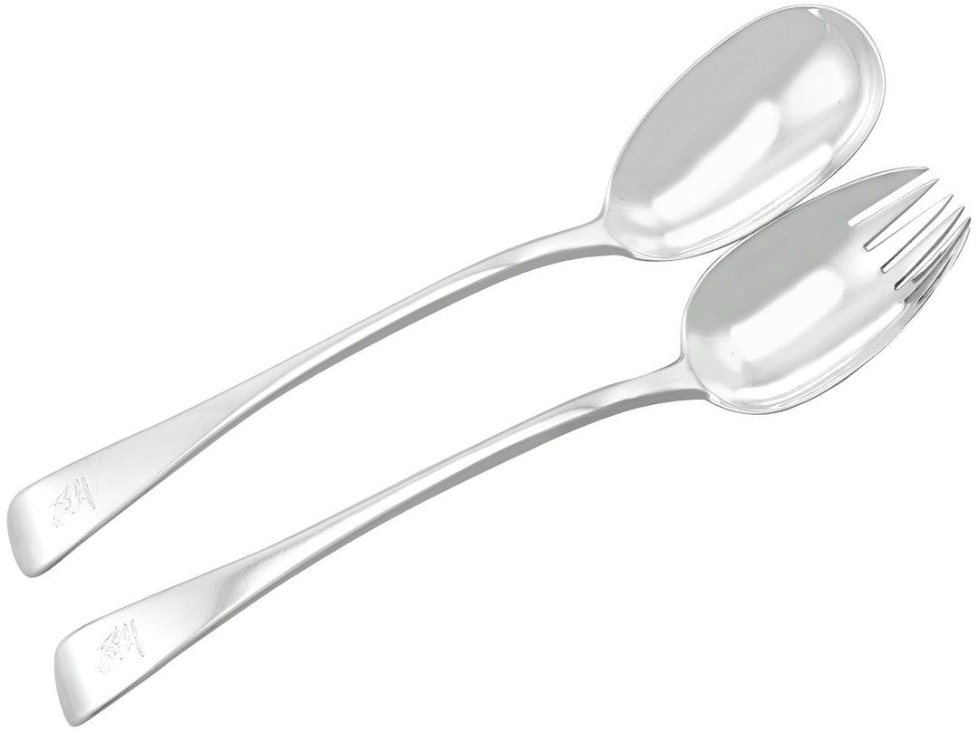 スターリングシルバーのオールドイングリッシュ柄サラダサーバー