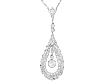 1.71ct Diamond and Platinum Pendant - Antique Circa 1915