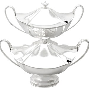 Sterling Silver Soup Tureens - Adams Style - Antique Edwardian