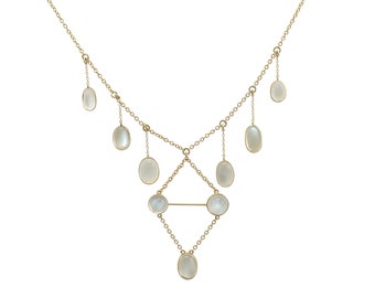 Antique Victorian 23.40ct Moonstone Necklace in 12k Yellow Gold
