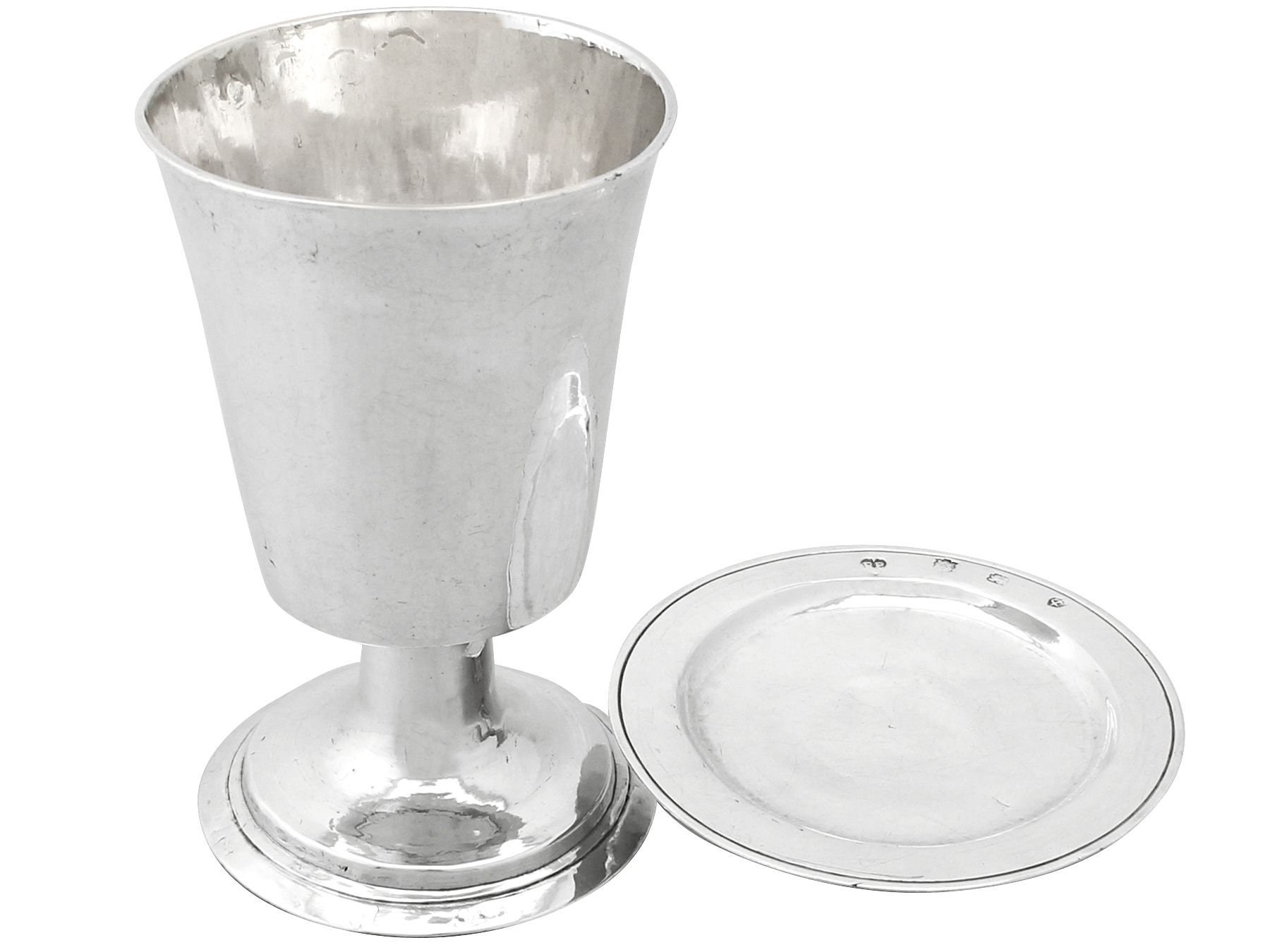 Sterling Silver Communion Chalice and Paten Set - Antique
