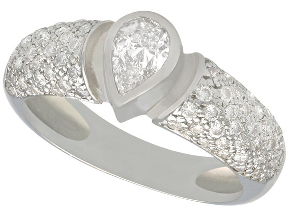 1.33ct Diamond and 18ct White Gold Dress Ring - Vintage Circa 1990