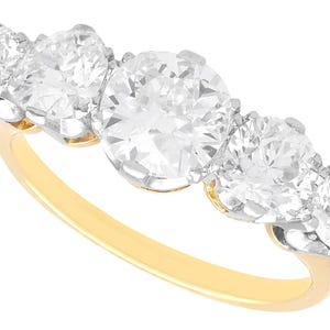 Antique 2.92ct Diamond Five Stone Ring in 18k Yellow Gold Circa 1935