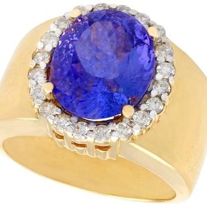 Vintage 5.72 Carat Tanzanite and Diamond Dress Ring in 14k Gold