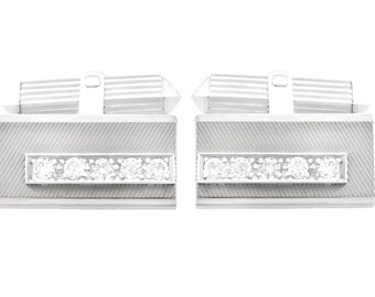 Vintage 1.00ct Diamond and 18ct White Gold Cufflinks Circa 1970