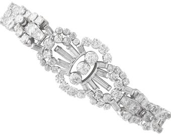 Brazalete antiguo de diamantes de 10,99 quilates en platino alrededor de 1930