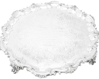 Victorian Sterling Silver Salver - Antique Serving Salver