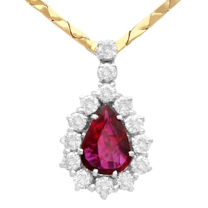 Vintage 1.86ct Ruby Pendant with 1.40ct Diamond in 18ct White Gold