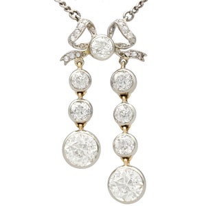 Antique 5.15 ct Diamond and 10k Yellow Gold &#39;Bow&#39; Necklace
