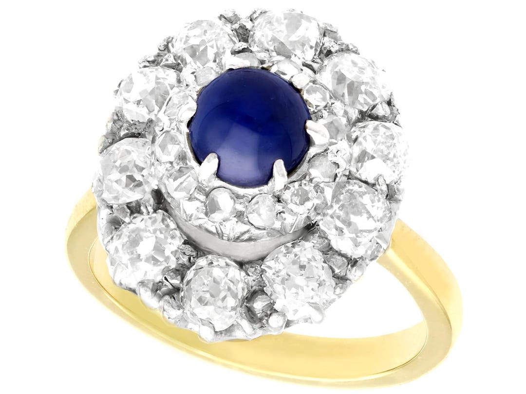 Bague Ancienne En Or 18 Carats - Avec Diamants, Perles Et Saphirs - Occasion