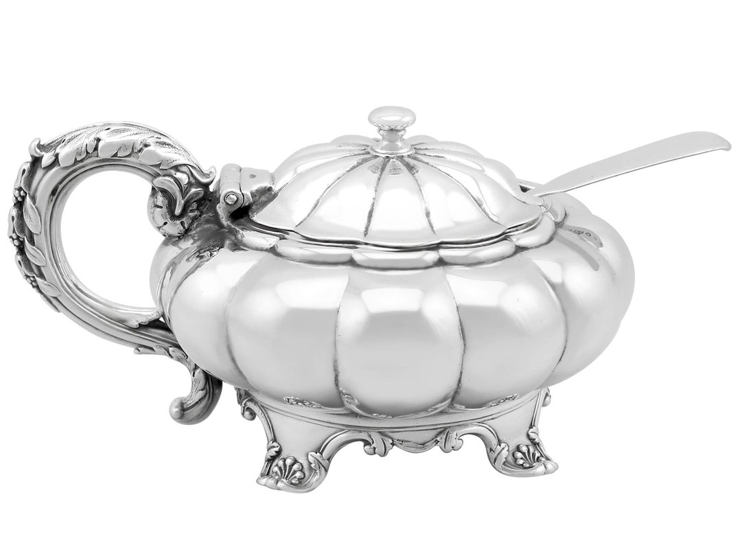 アンティークマスタードジャー純銀スターリングシルバー アンティーク