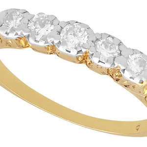 Antique 0.30 ct Diamond and 14 ct Yellow Gold, Five Stone Ring Circa 1920