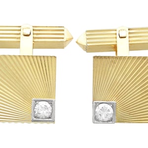Vintage Diamond and 18k Yellow Gold Cufflinks