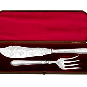 Sterling Silver Fish Servers - Antique Victorian (1884)