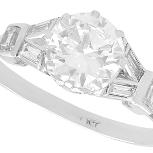 Antique 1.65 Carat Diamond Solitaire Ring in Platinum Circa 1920