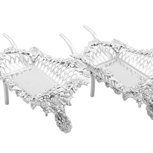 Edwardian Sterling Silver Wheelbarrow Bon Bon Dishes