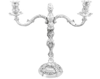 Sterling Silver Two Light Candelabrum - Antique Victorian