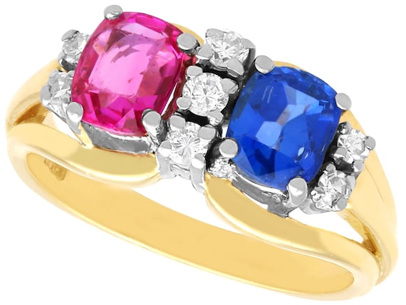 2.40ct Sapphire and 0.19ct Diamond, 18ct Yellow G… - image 1