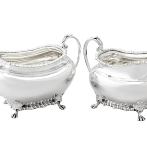 Sterling Silver Cream Jug and Sugar Bowl - Antique Edwardian