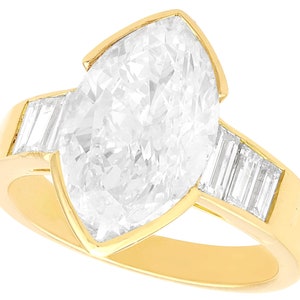 Vintage 3.93ct Diamond Engagement Ring in Gold - Marquise Diamond Ring