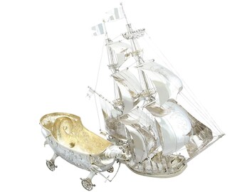 Sterling Silver Nef / Centrepiece - Antique George V (1923)