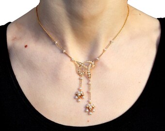 アンティークビクトリア朝シードパールネックレス（18カラットイエロー