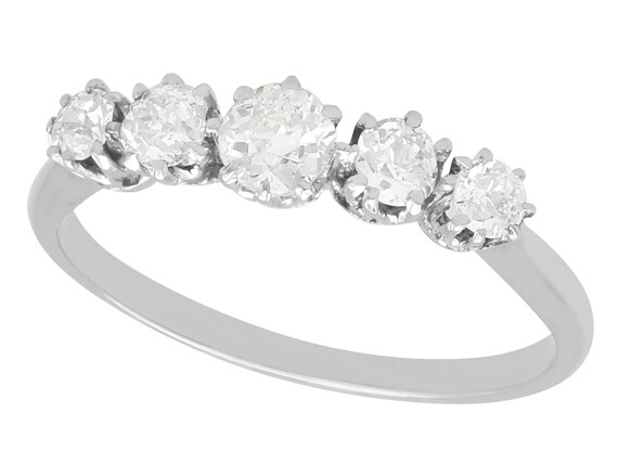 Antique 0.78ct Diamond and 18K White Gold Dress Ring