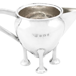 Antique Edwardian Arts and Crafts Style Sterling Silver Cream Jug